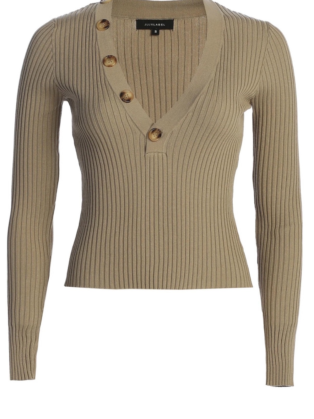 JLUXLABEL Taupe Jessy Ribbed Button-Accent Knit Set - Picture 6 of 10